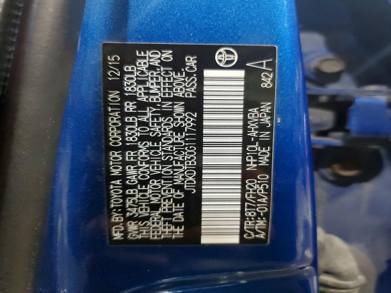 2016 TOYOTA Prius c