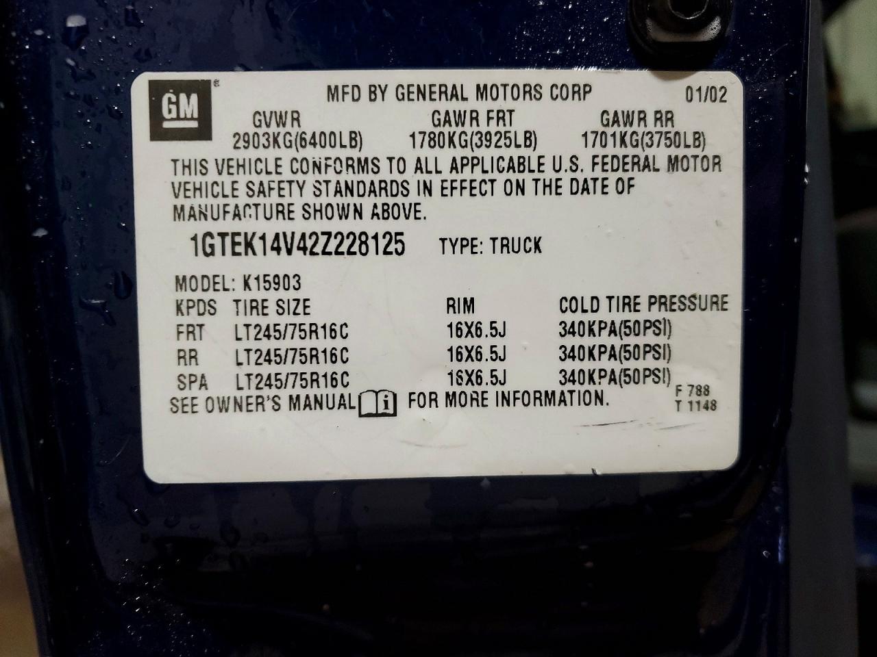 2002 GMC SIERRA 1500
