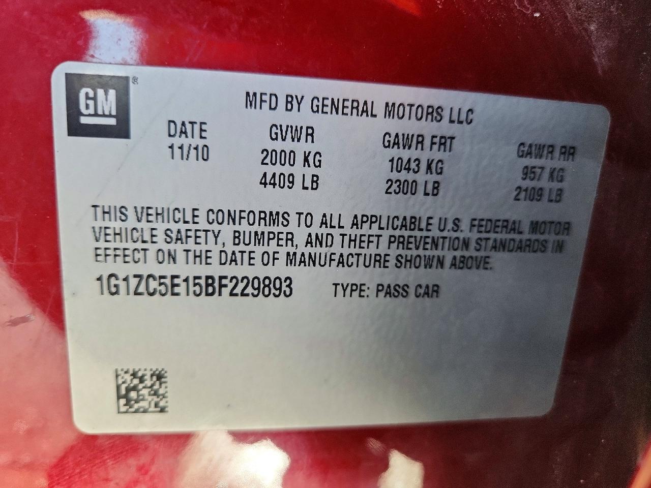 2011 CHEVROLET MALIBU