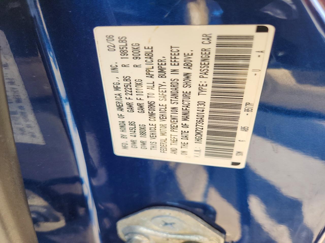 2006 HONDA ACCORD