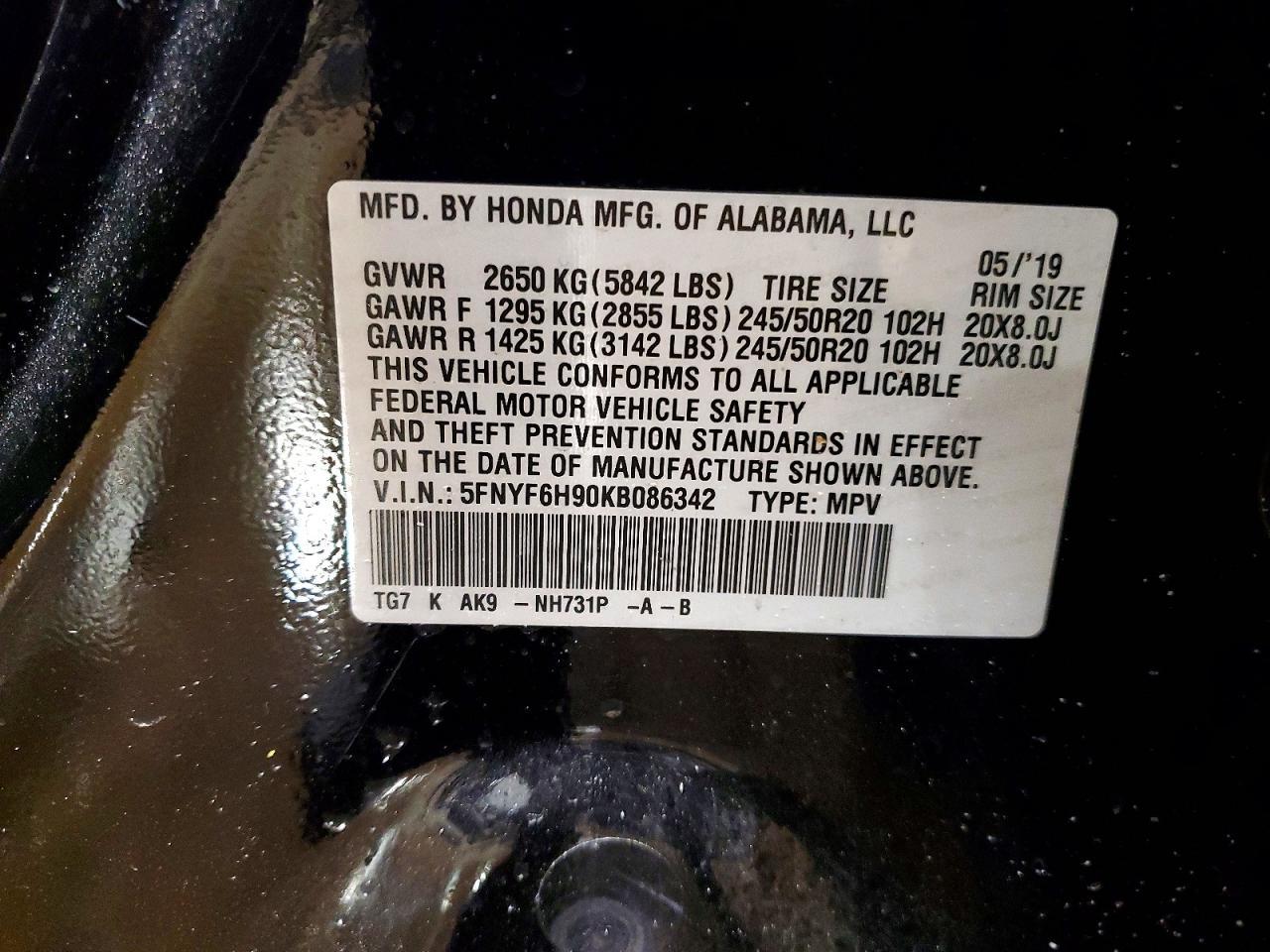 2019 HONDA PILOT