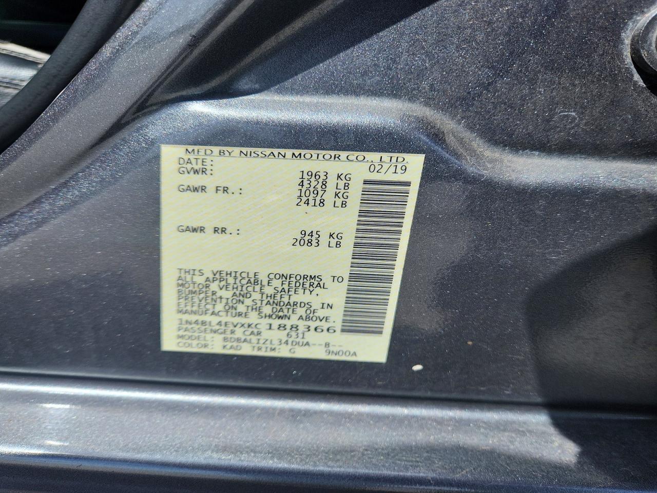 2019 NISSAN ALTIMA
