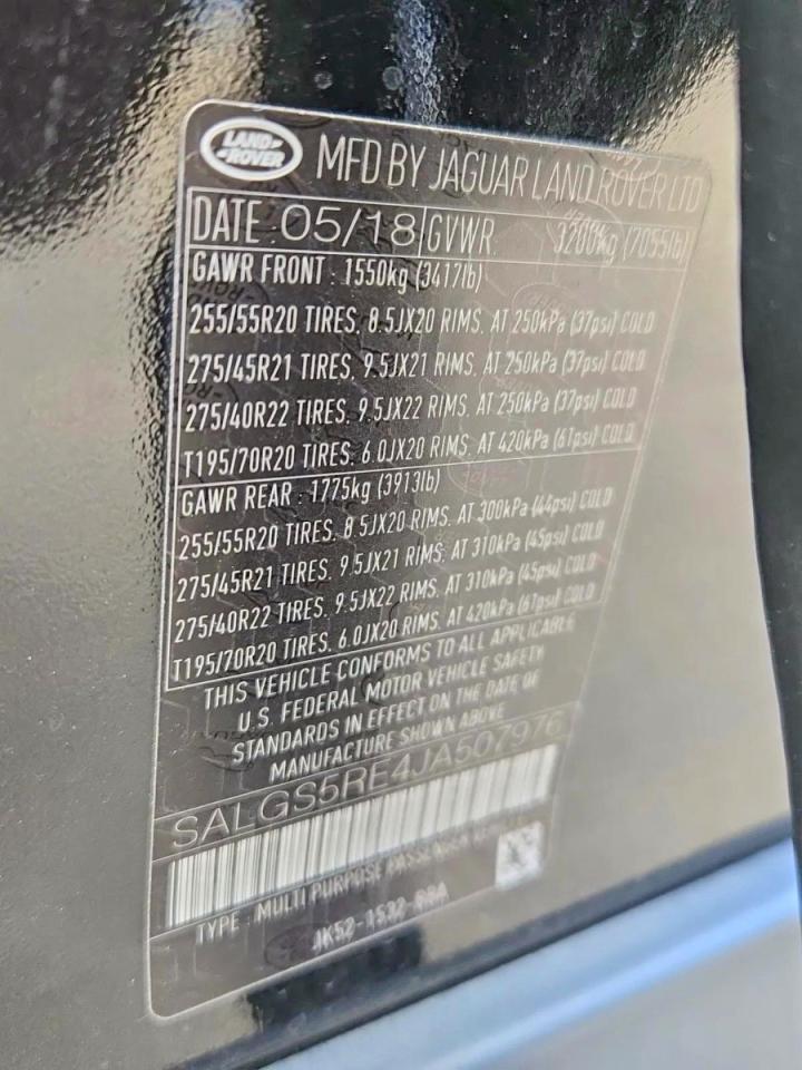 2018 LAND ROVER RANGE ROVER