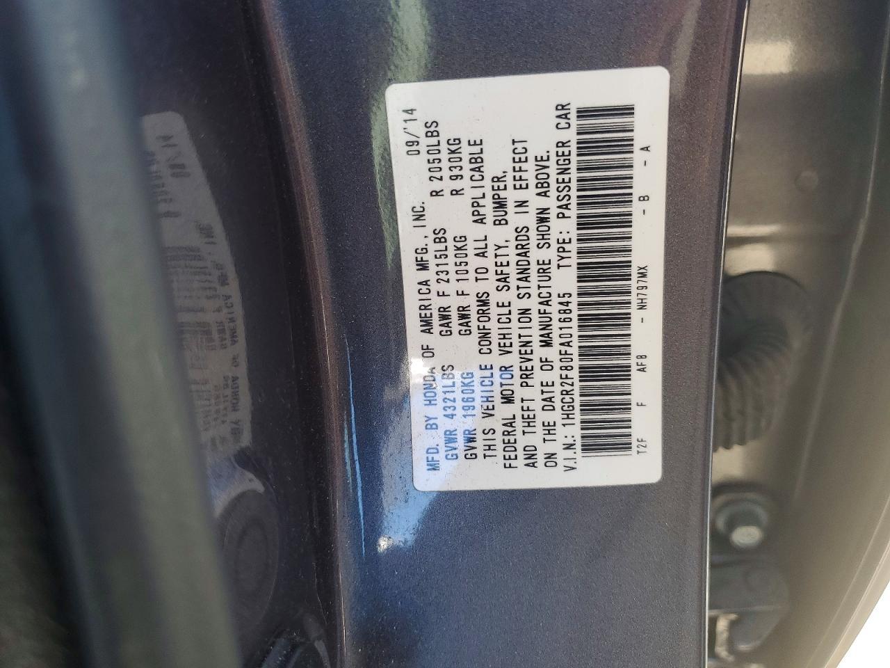 2015 HONDA ACCORD