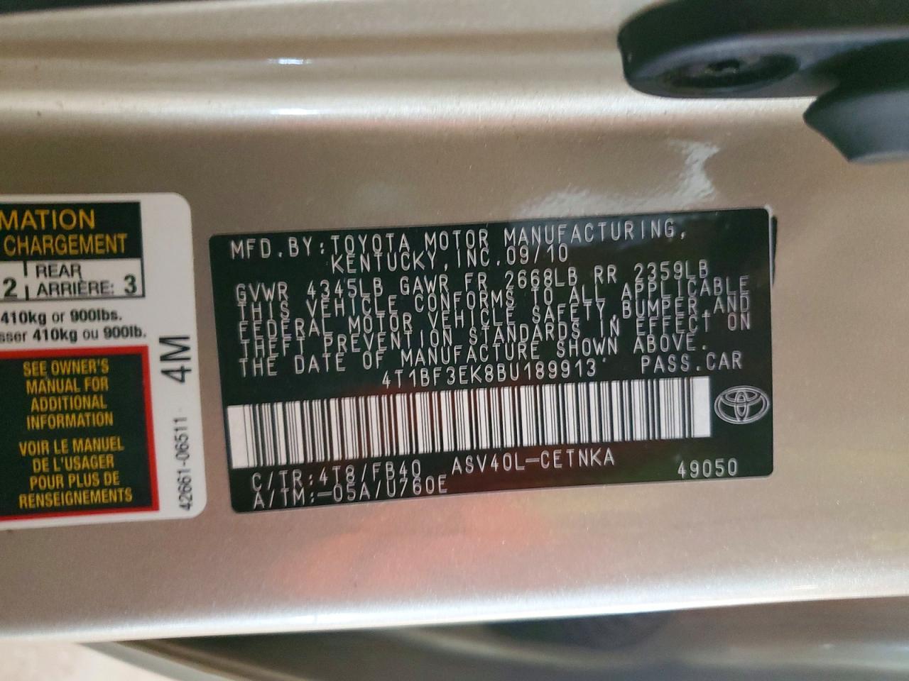 2011 TOYOTA CAMRY