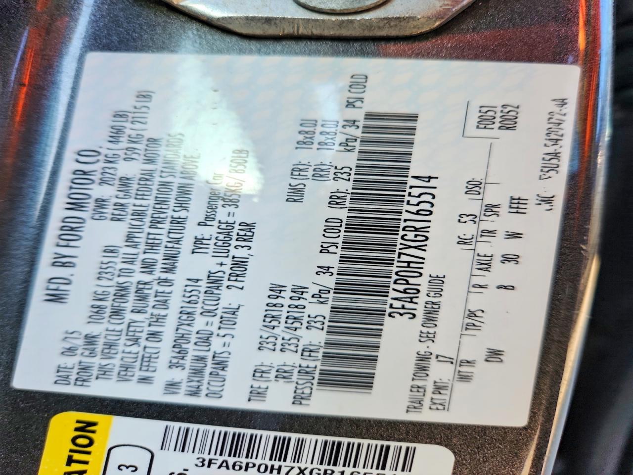 2016 FORD FUSION