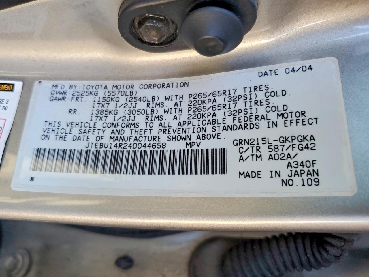 2004 TOYOTA 4Runner