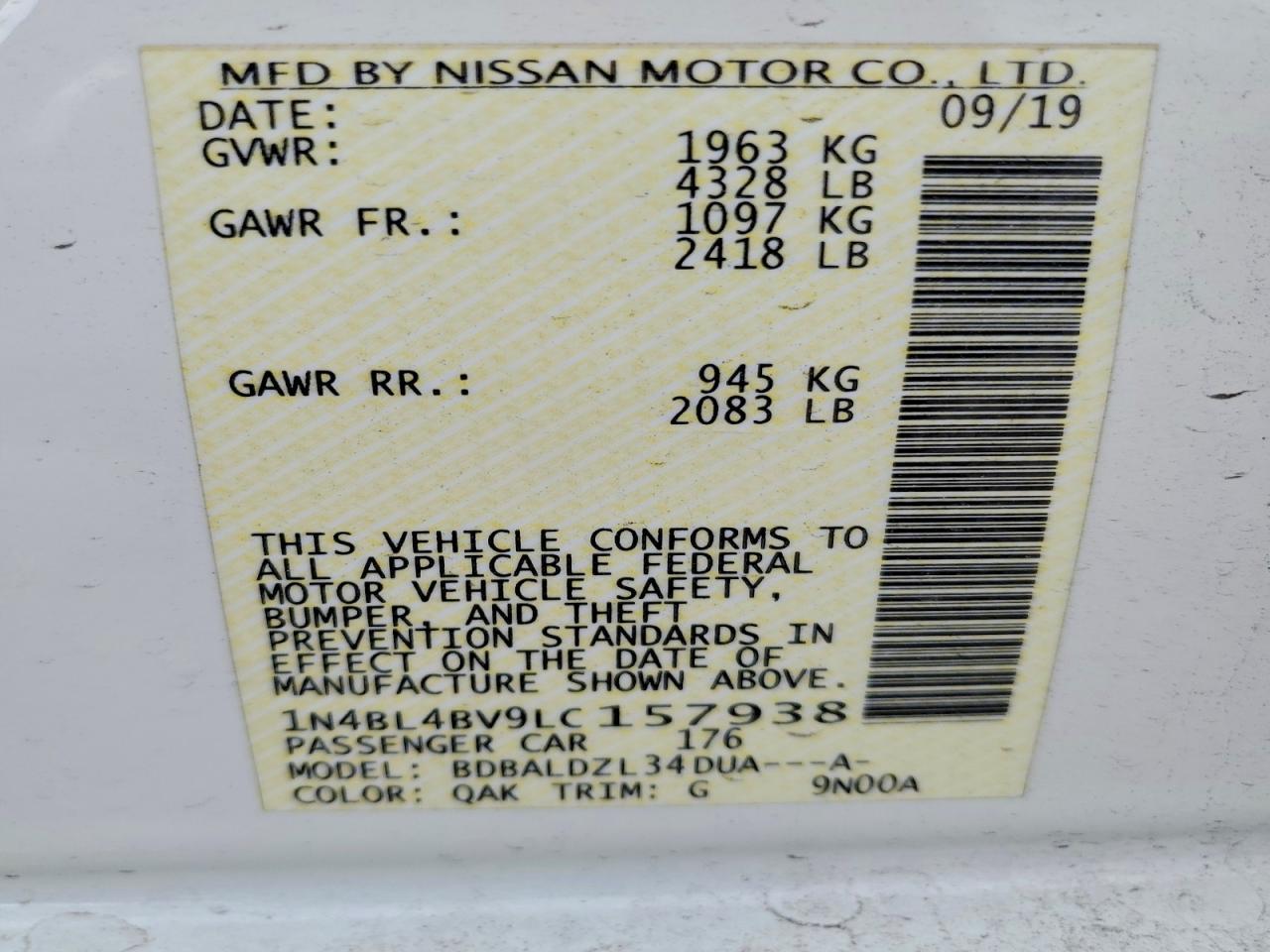 2020 NISSAN ALTIMA