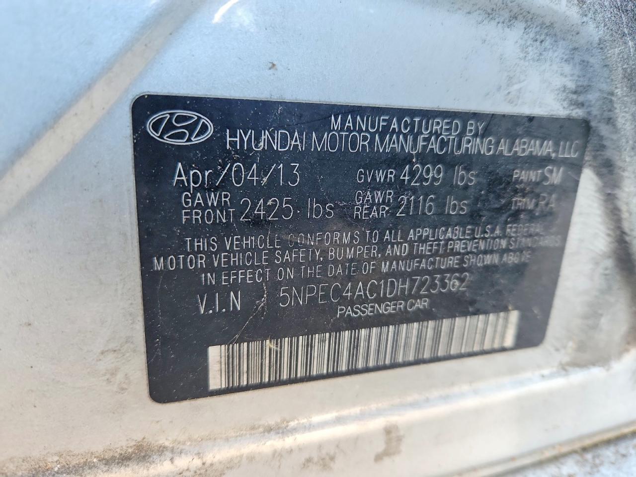 2013 HYUNDAI SONATA
