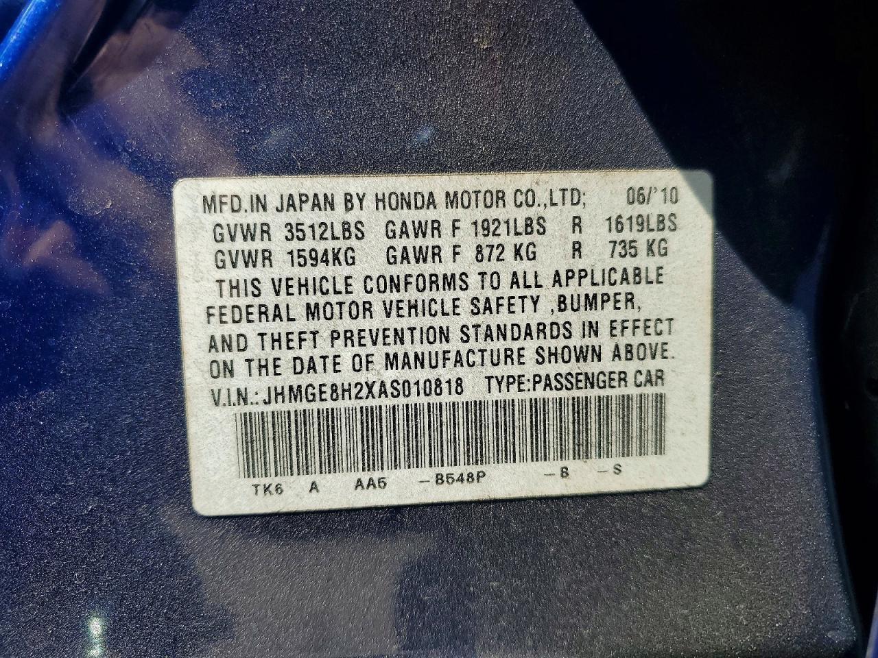 2010 HONDA FIT
