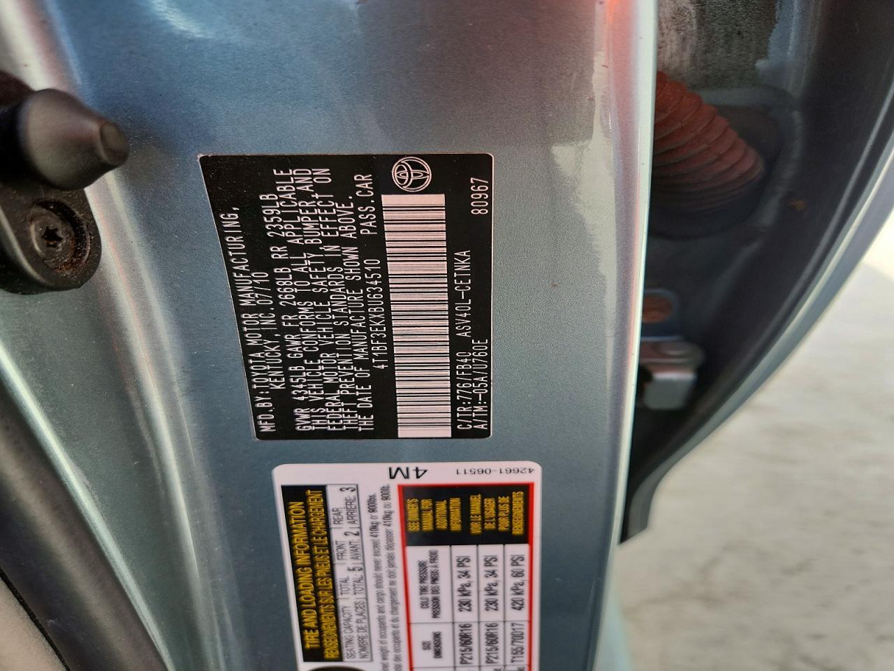 2011 TOYOTA CAMRY
