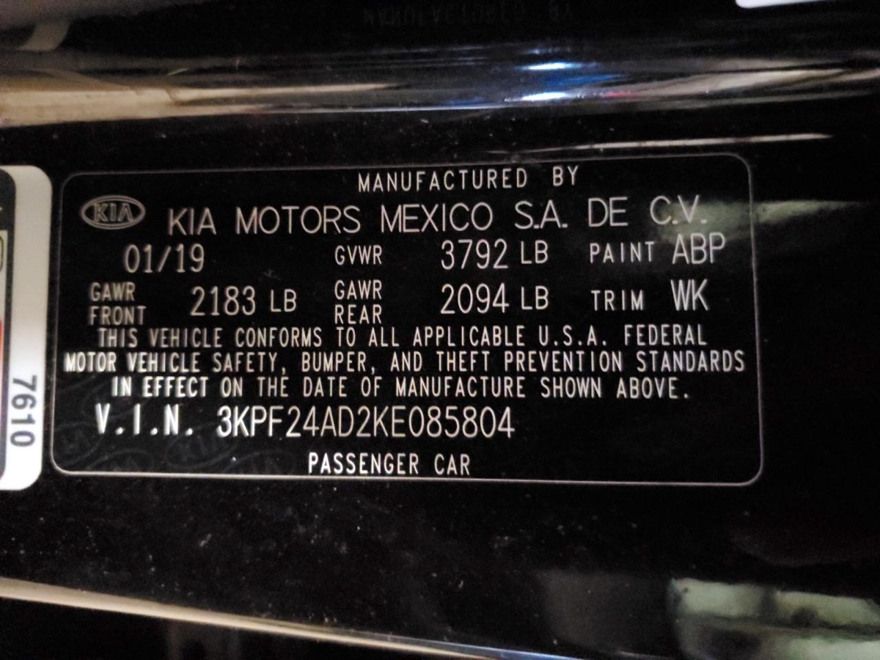 2019 KIA FORTE