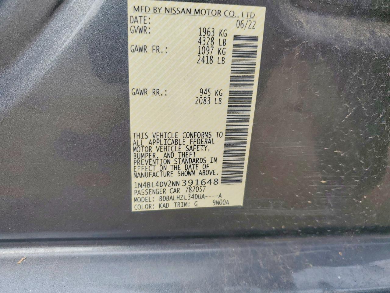 2022 NISSAN ALTIMA