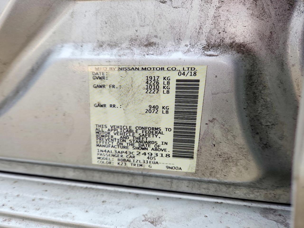 2018 NISSAN ALTIMA