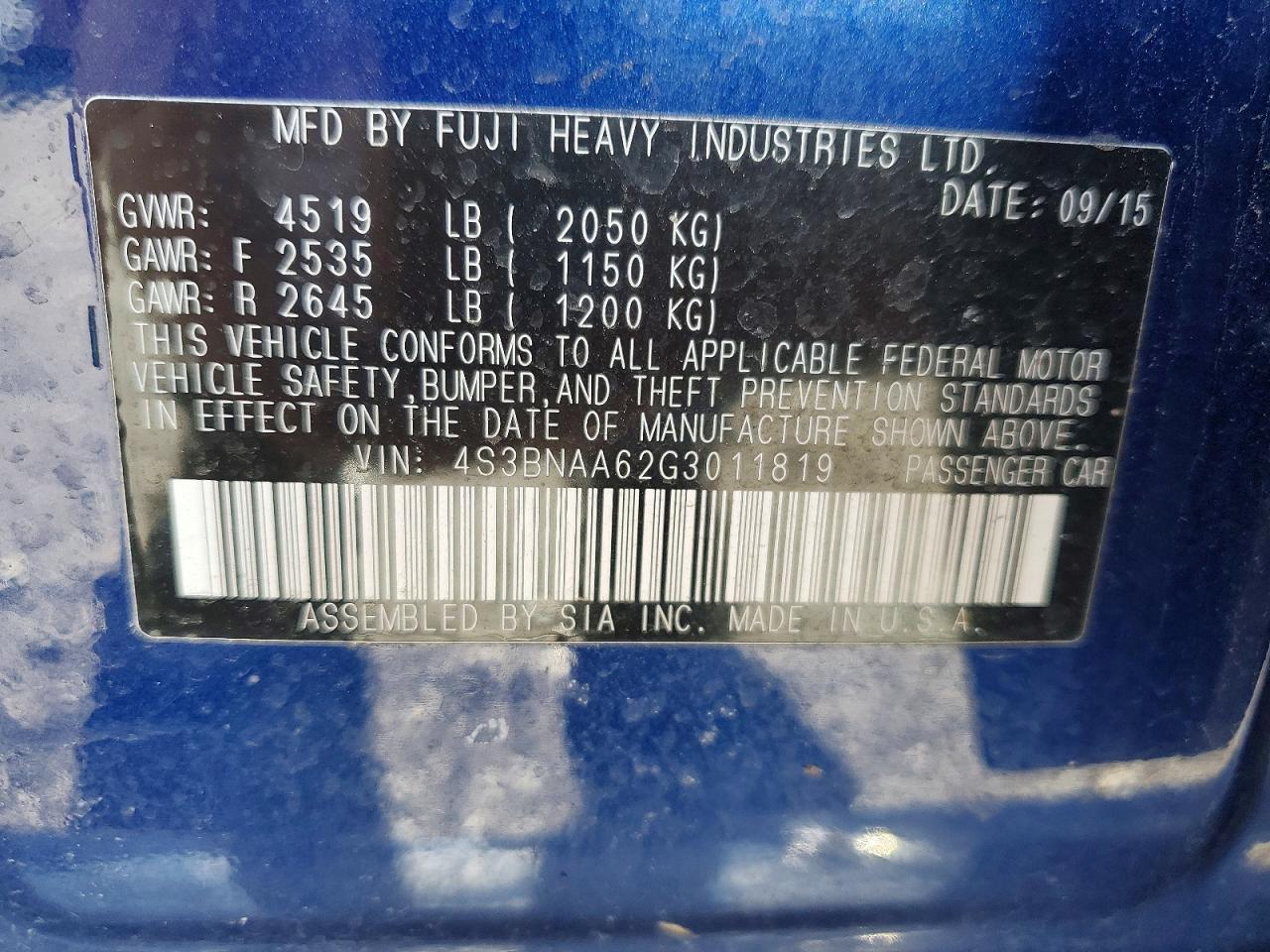 2016 SUBARU Legacy