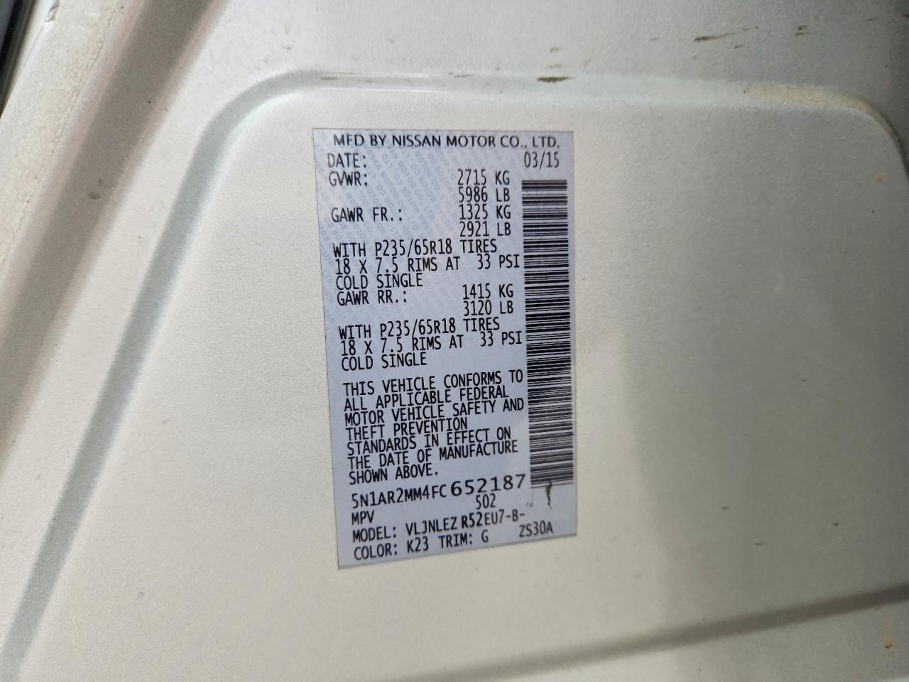 2015 NISSAN PATHFINDER
