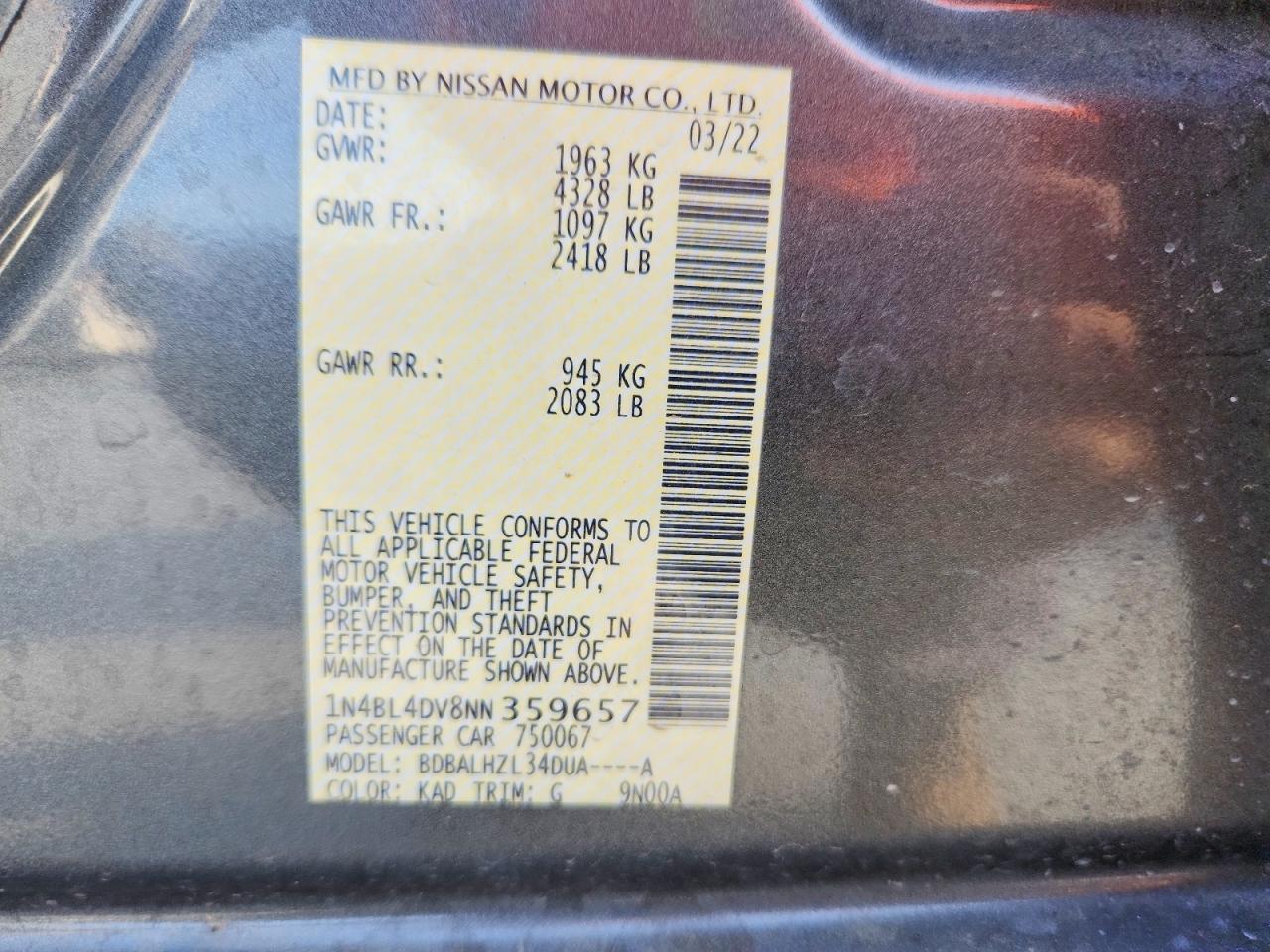 2022 NISSAN ALTIMA