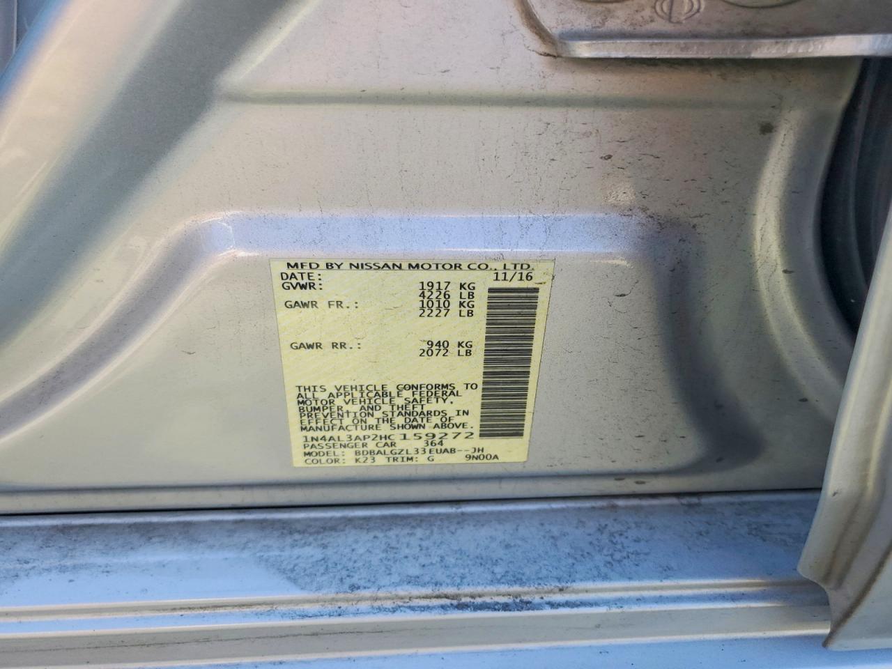2017 NISSAN ALTIMA