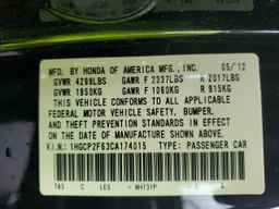 2012 HONDA ACCORD