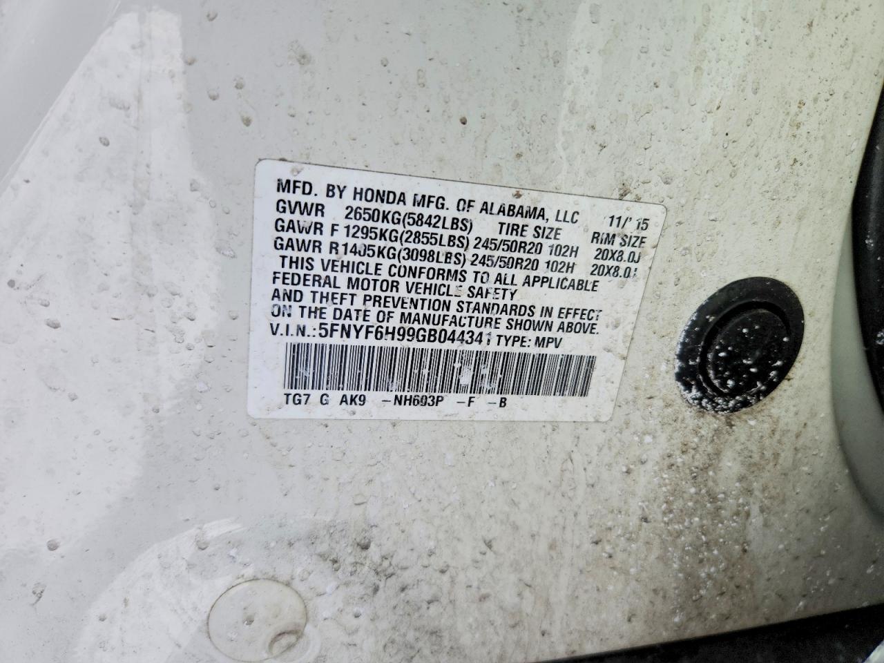 2016 HONDA PILOT