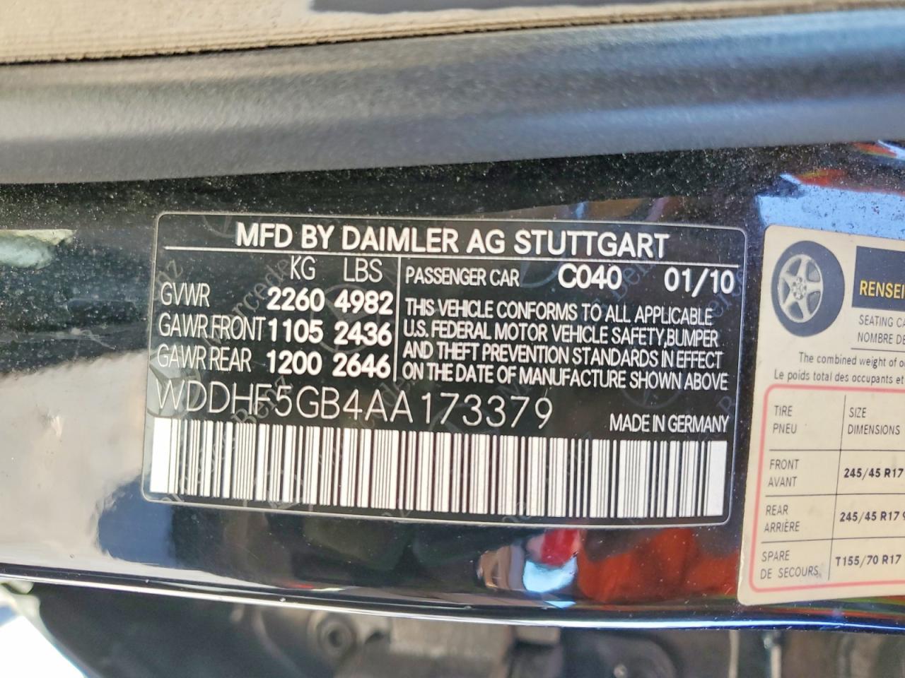 2010 MERCEDES-BENZ E-Class