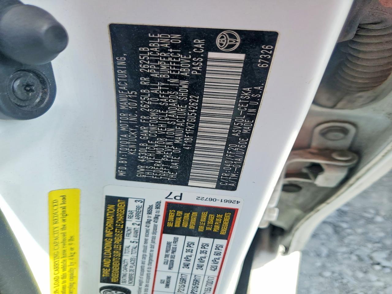 2016 TOYOTA CAMRY