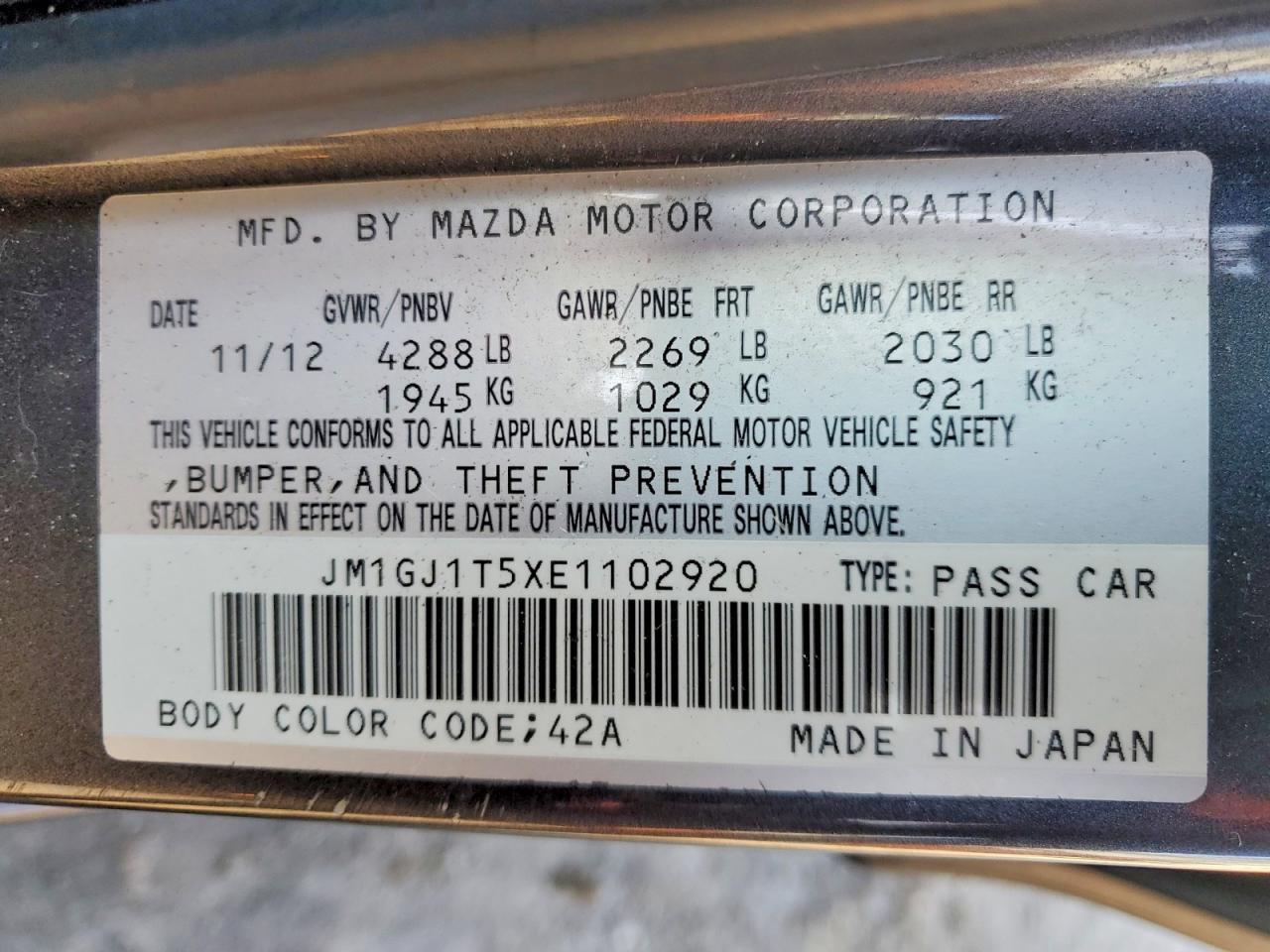 2014 MAZDA 6