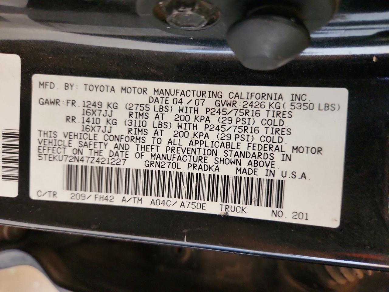 2007 TOYOTA TACOMA