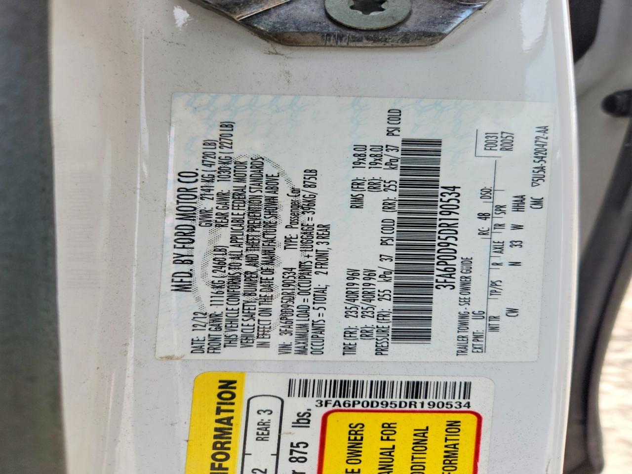 2013 FORD FUSION