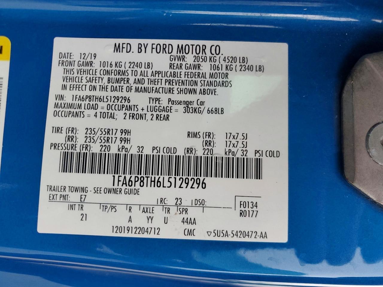 2020 FORD MUSTANG