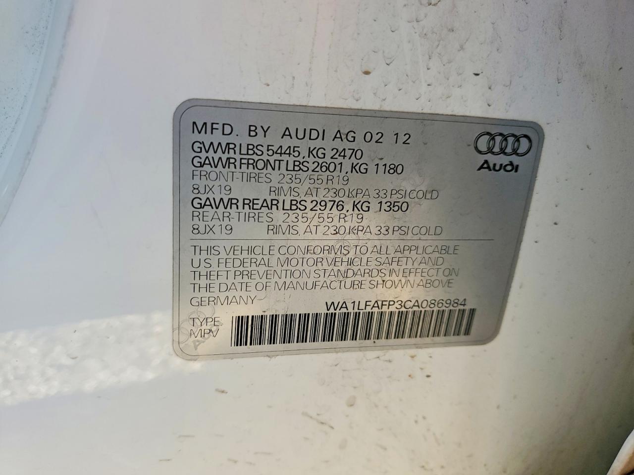 2012 AUDI Q5
