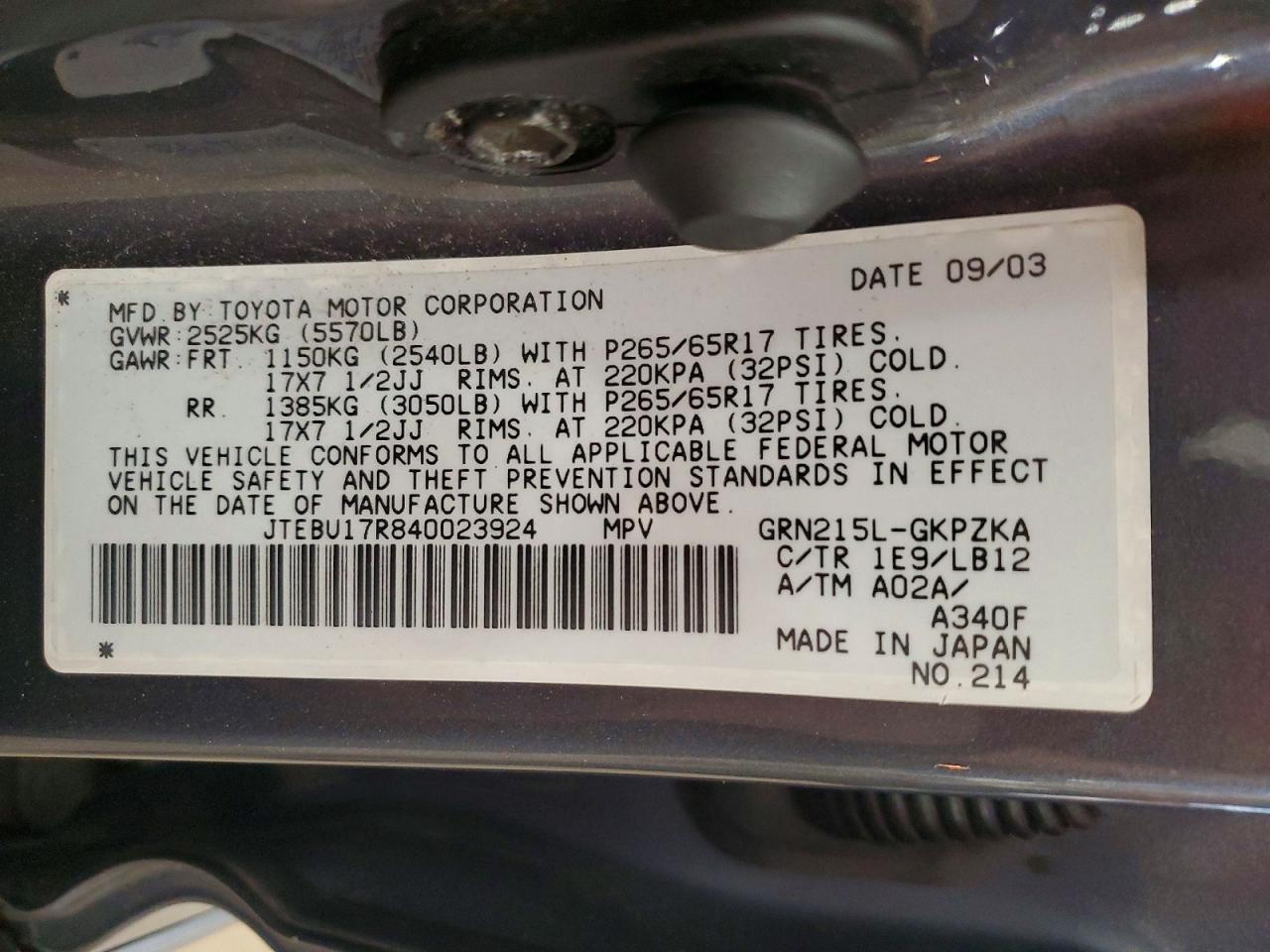 2004 TOYOTA 4Runner