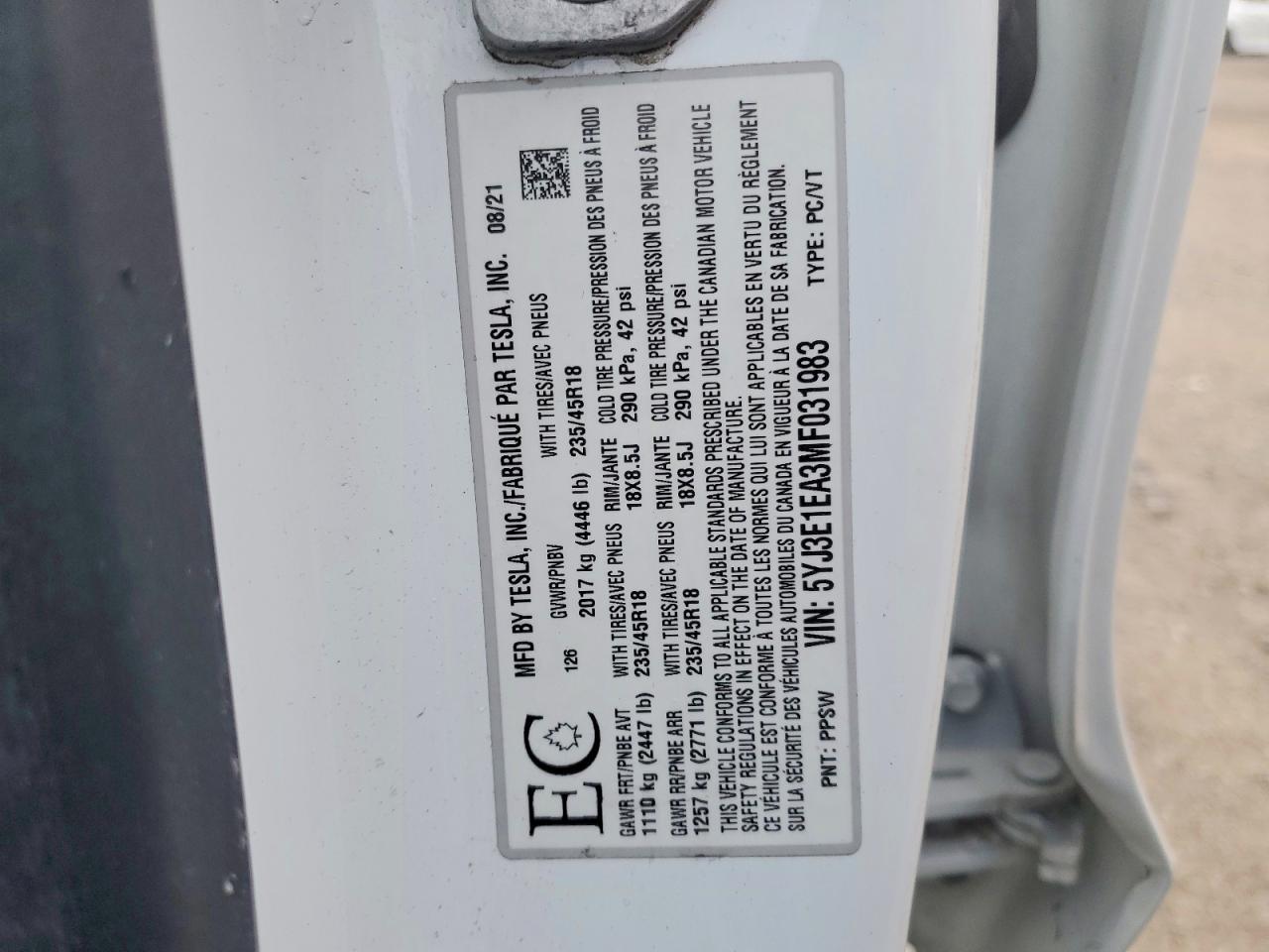 2021 TESLA MODEL 3
