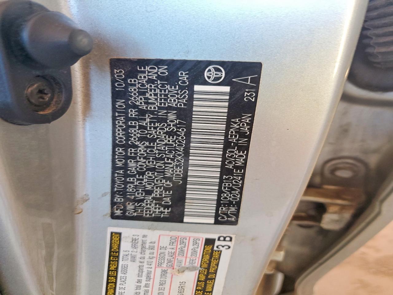 2004 TOYOTA CAMRY