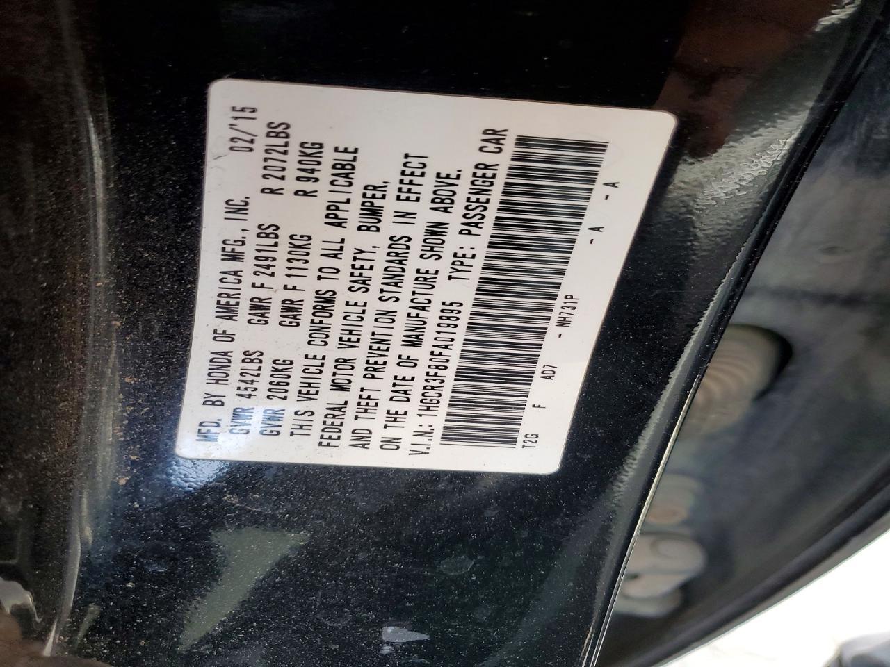 2015 HONDA ACCORD