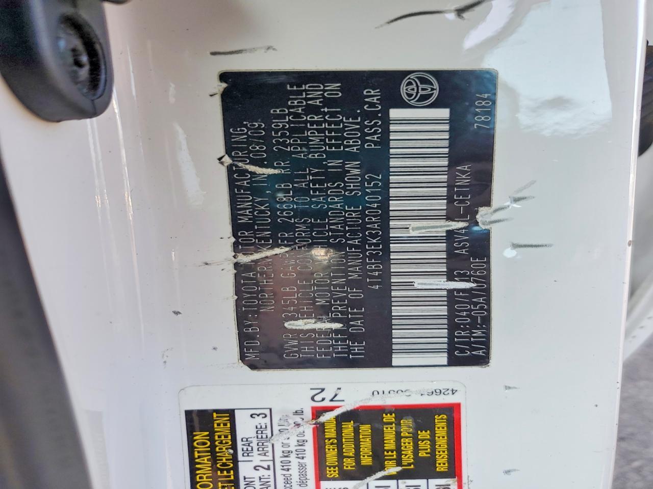 2010 TOYOTA CAMRY