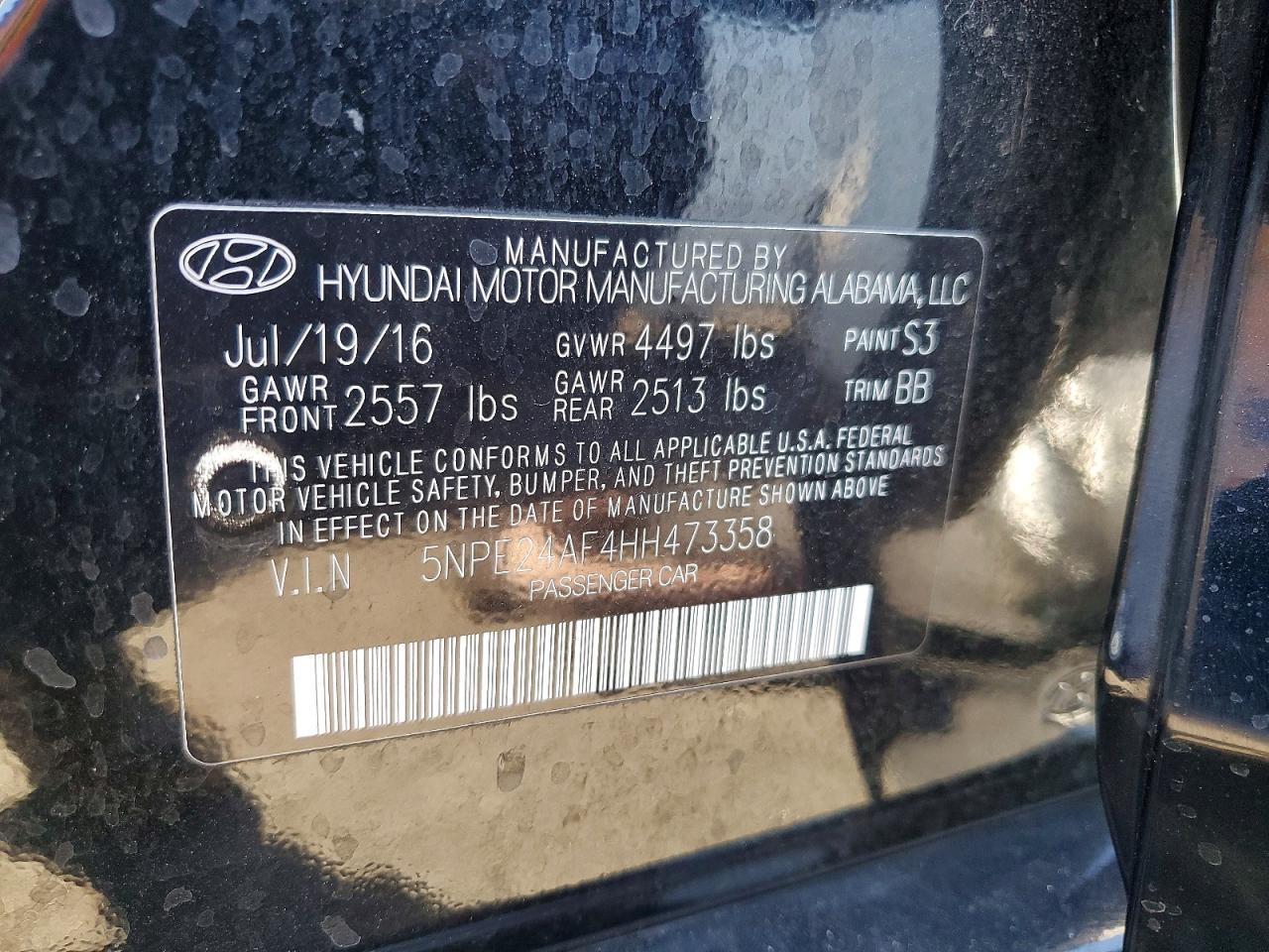 2017 HYUNDAI SONATA