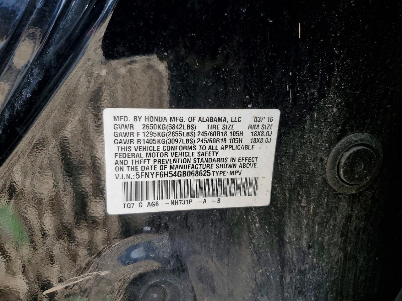 2016 HONDA PILOT