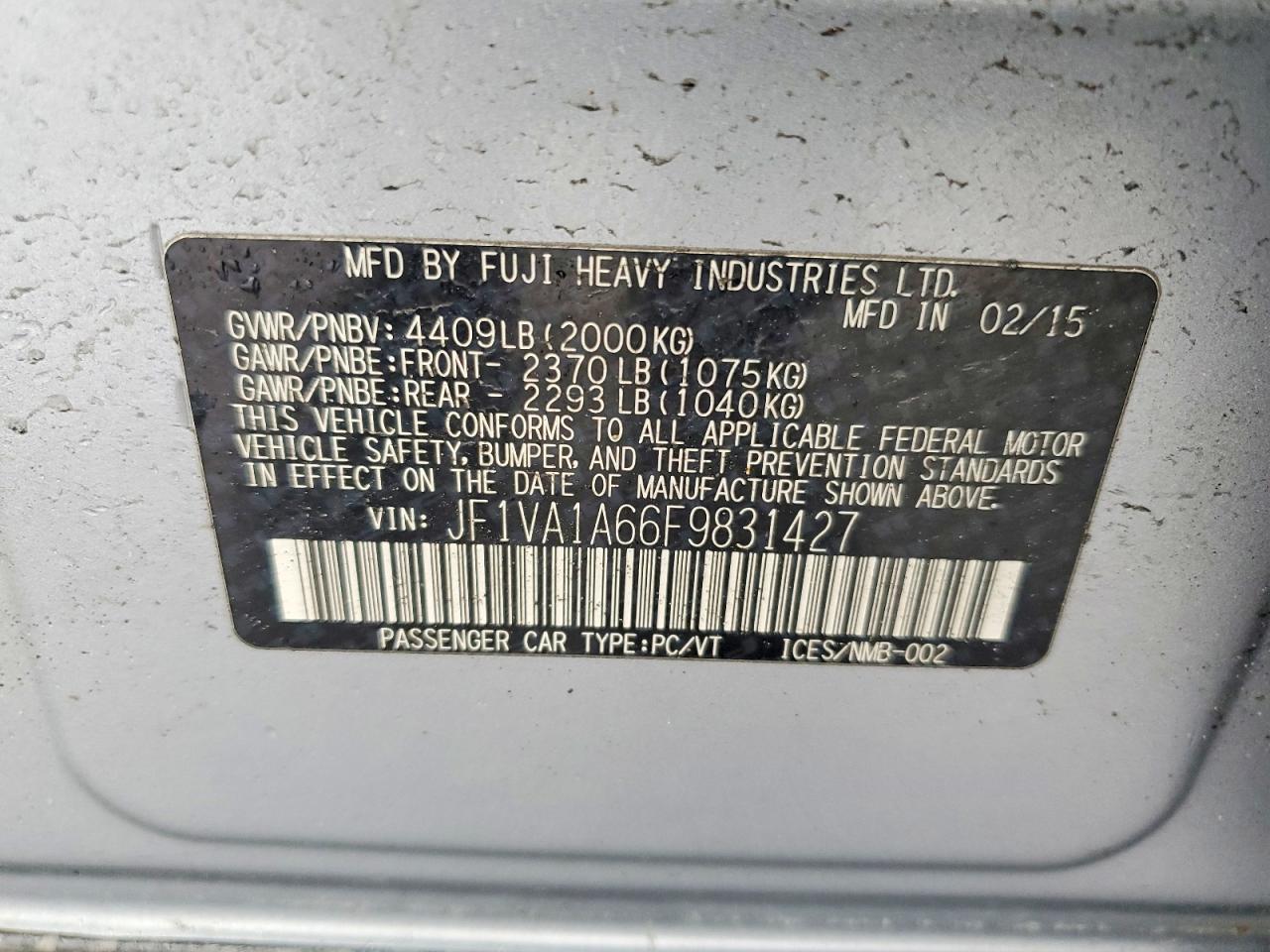 2015 SUBARU WRX
