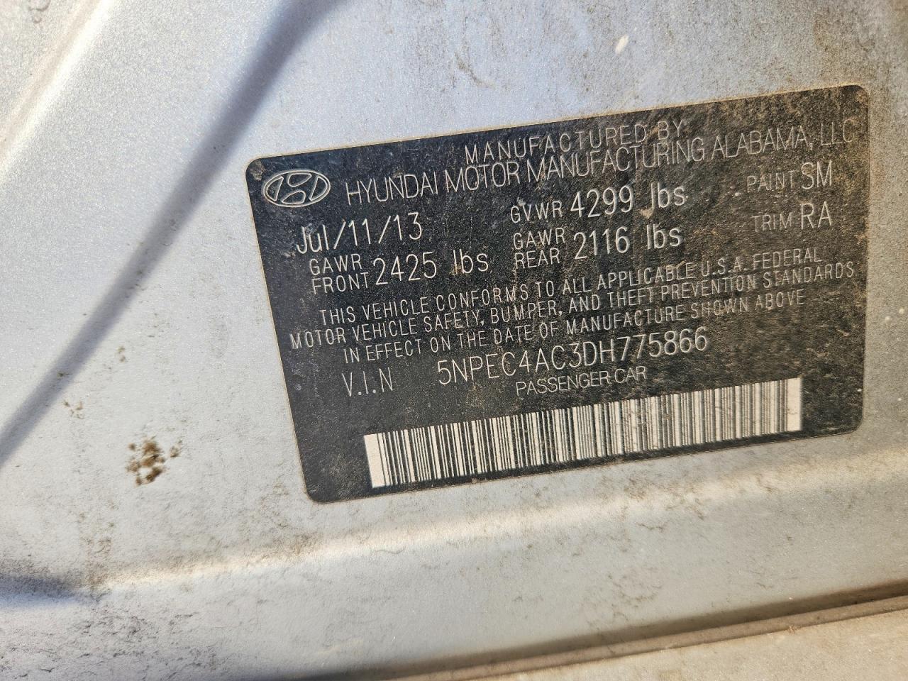 2013 HYUNDAI SONATA