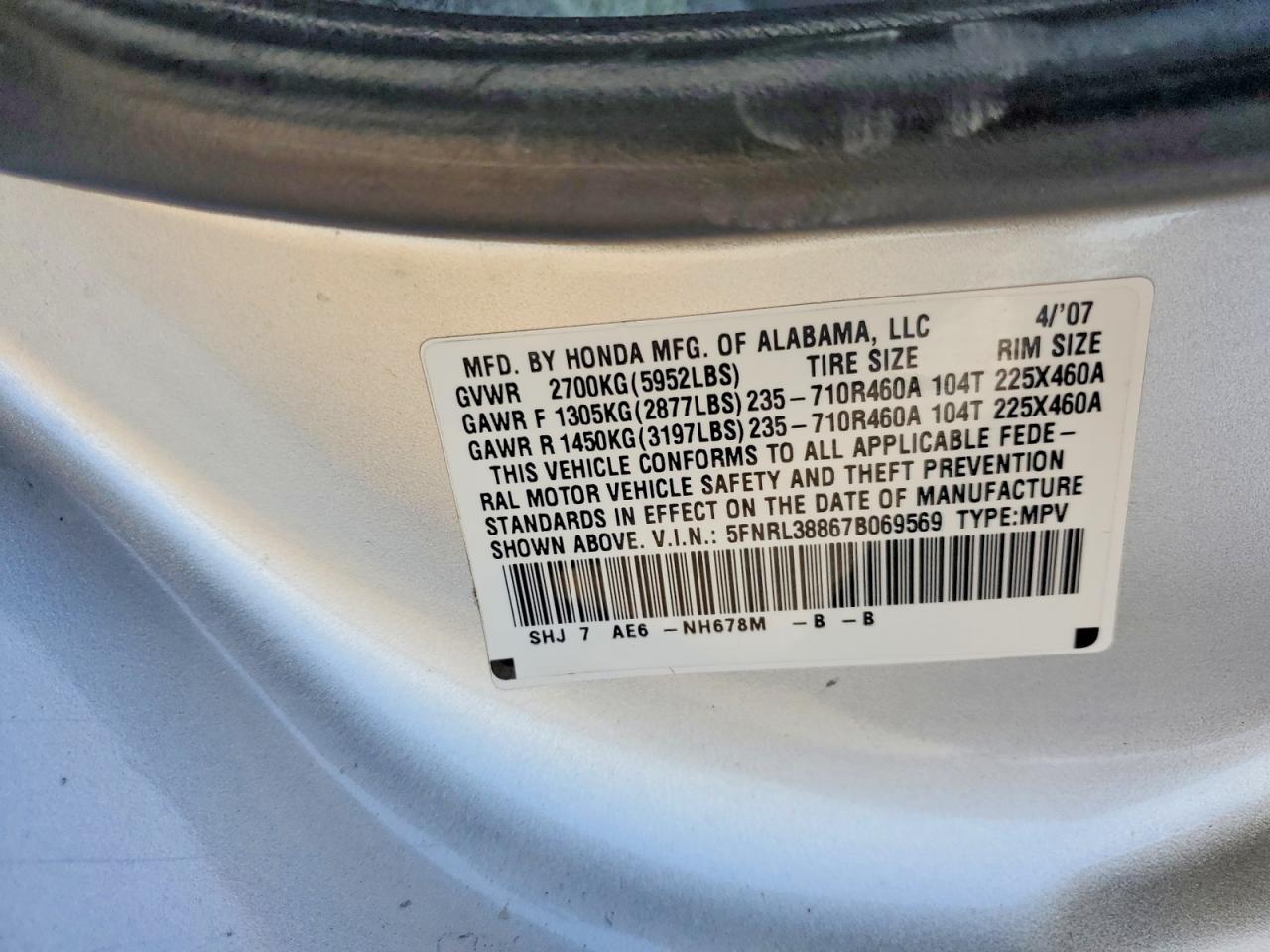 2007 HONDA ODYSSEY