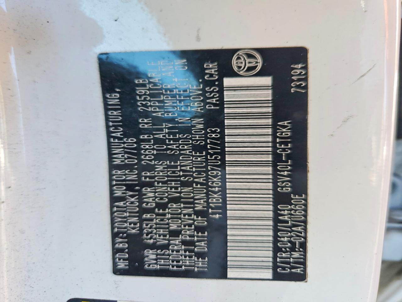 2007 TOYOTA CAMRY