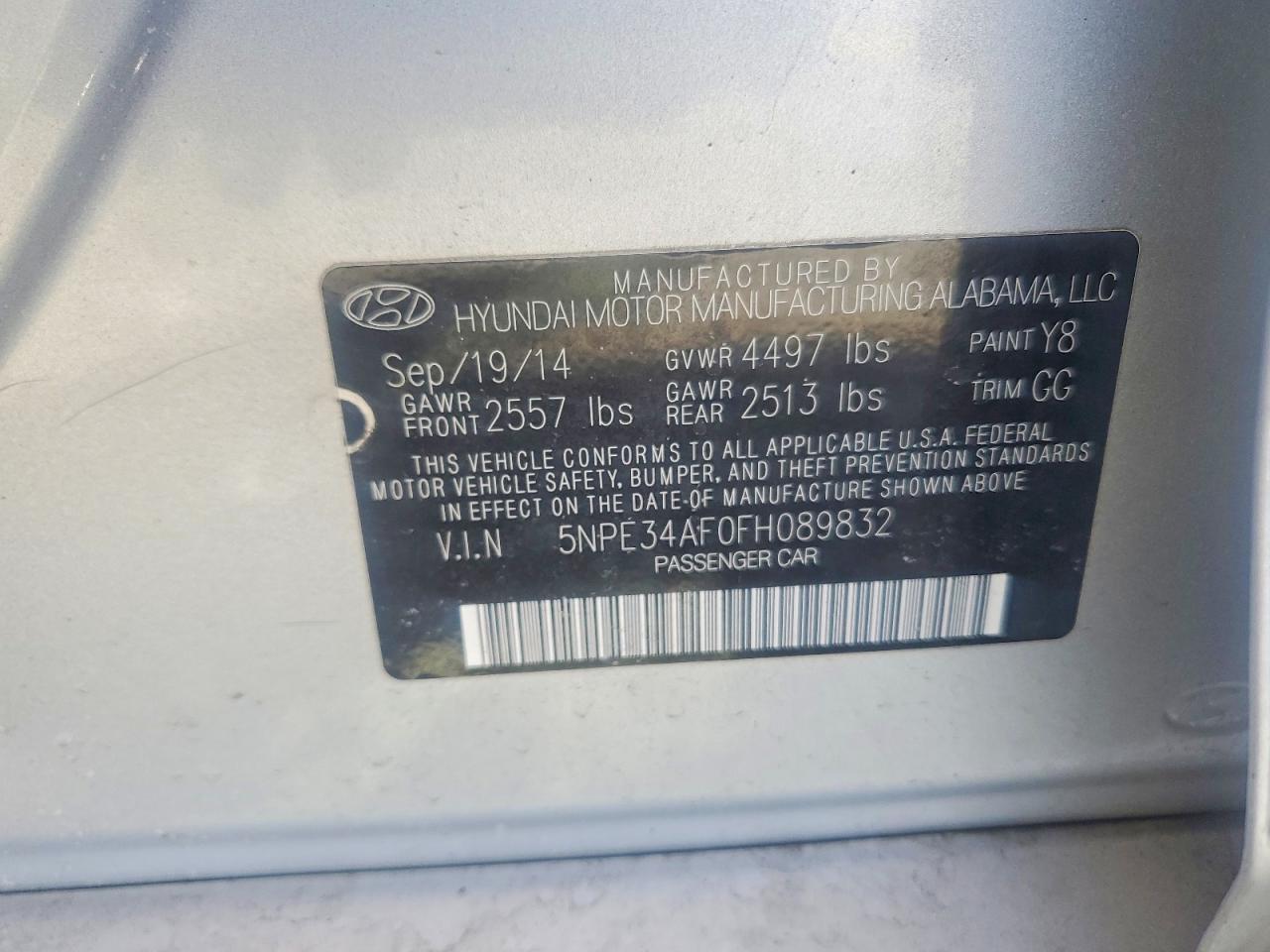 2015 HYUNDAI SONATA