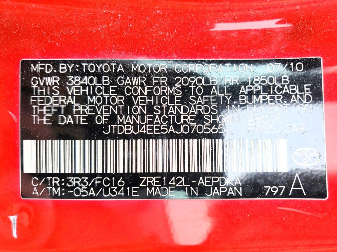 2010 TOYOTA COROLLA