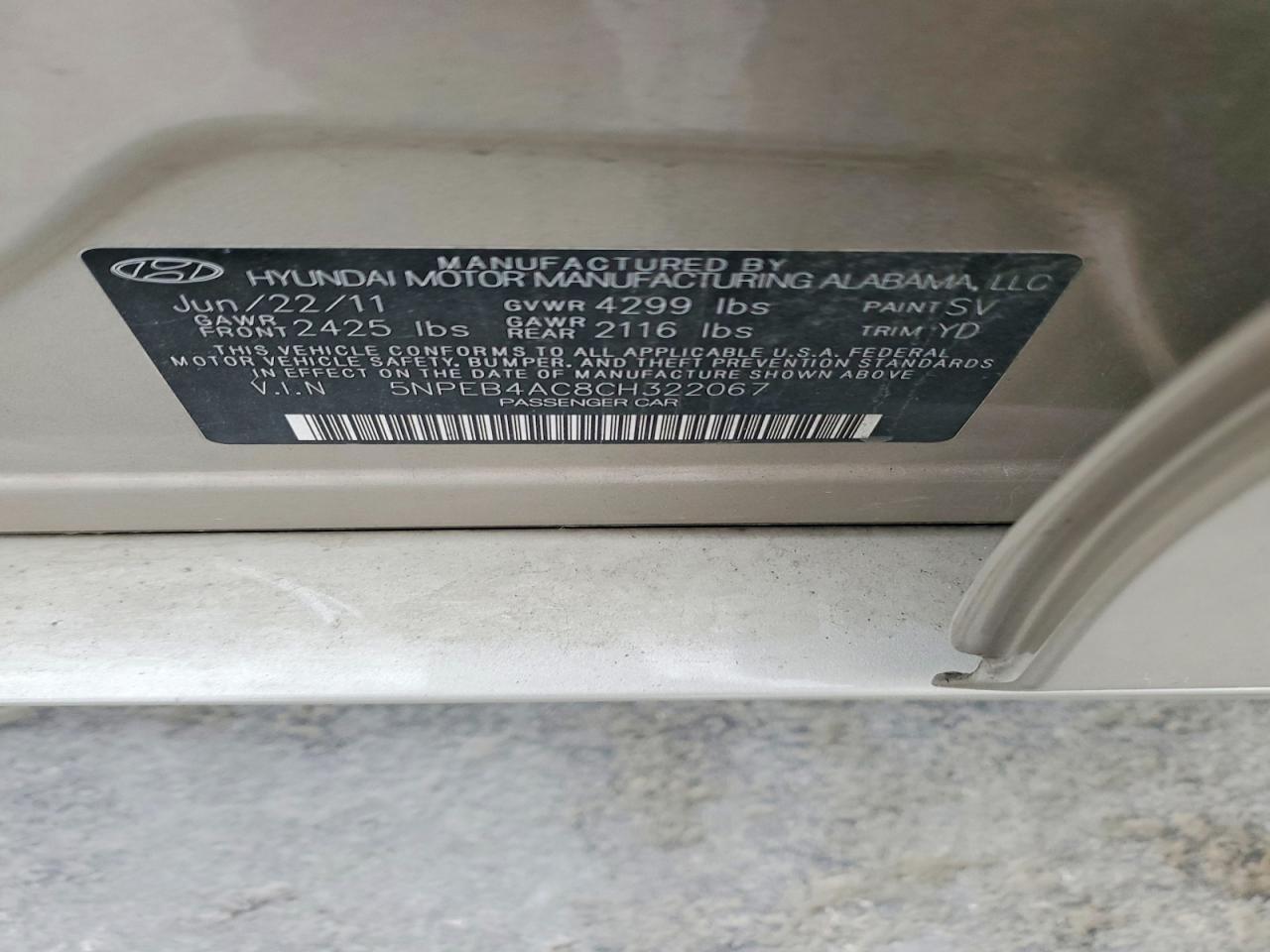 2012 HYUNDAI SONATA