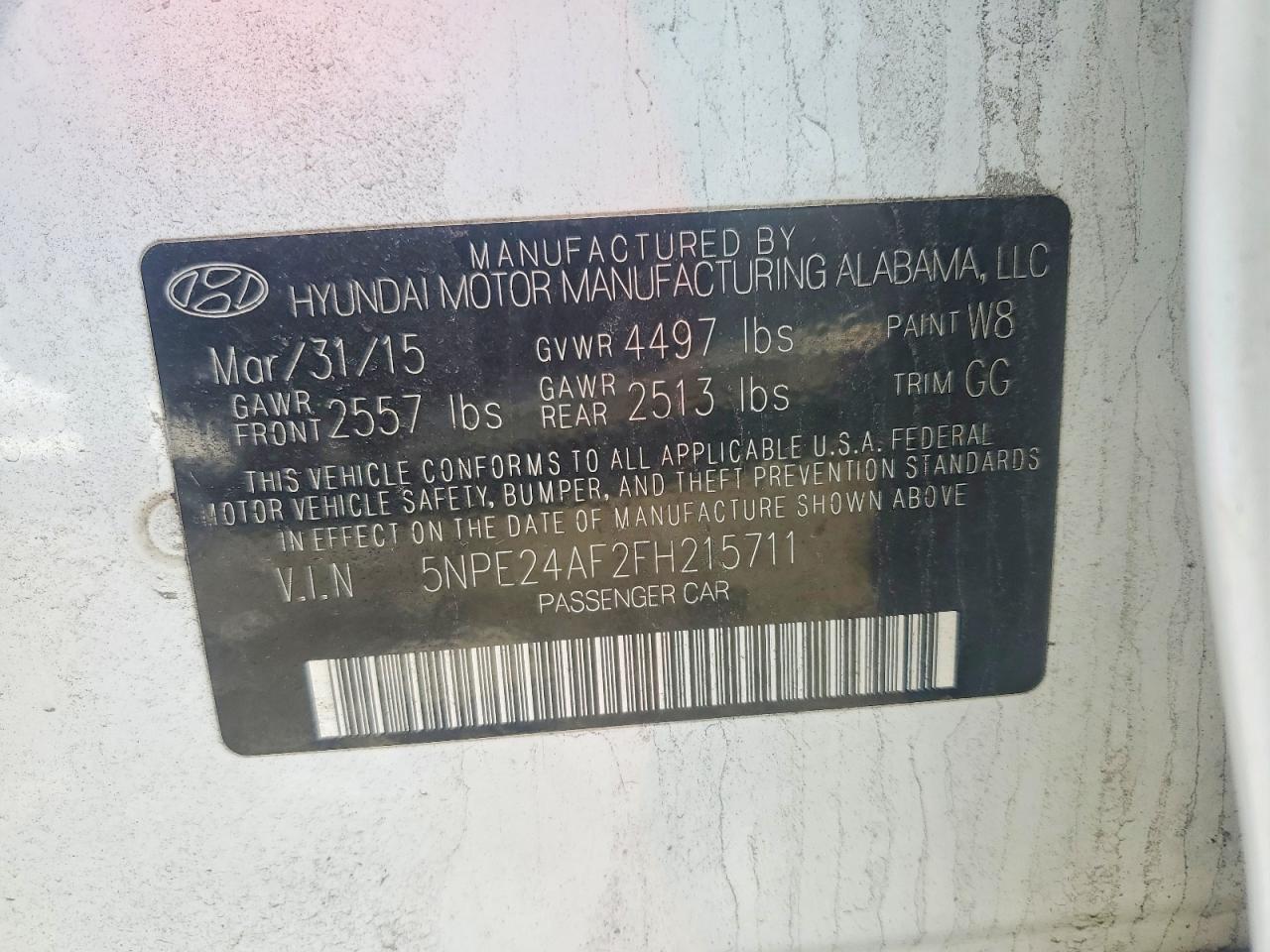 2015 HYUNDAI SONATA