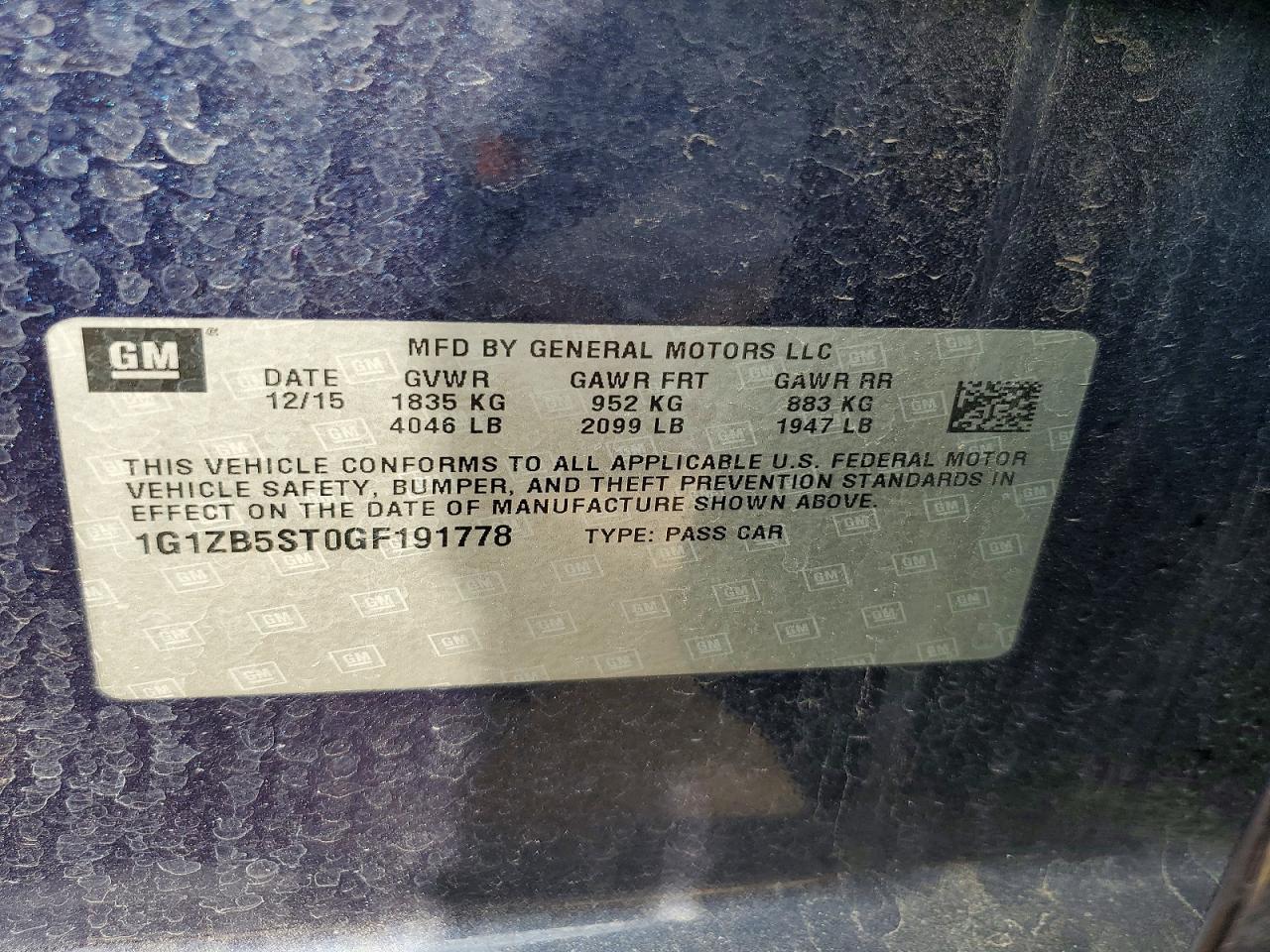 2016 CHEVROLET MALIBU