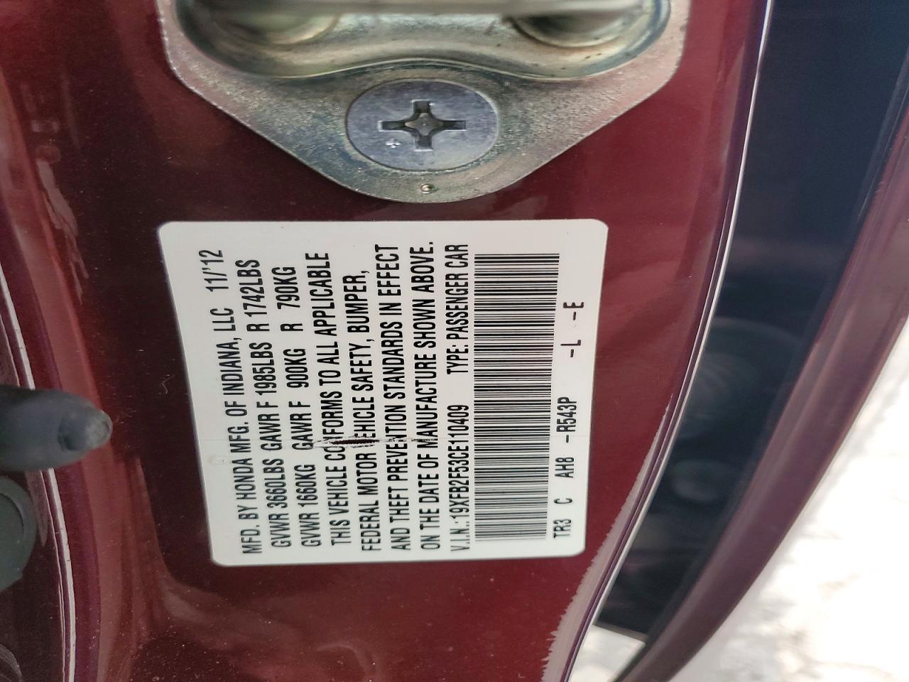 2012 HONDA CIVIC