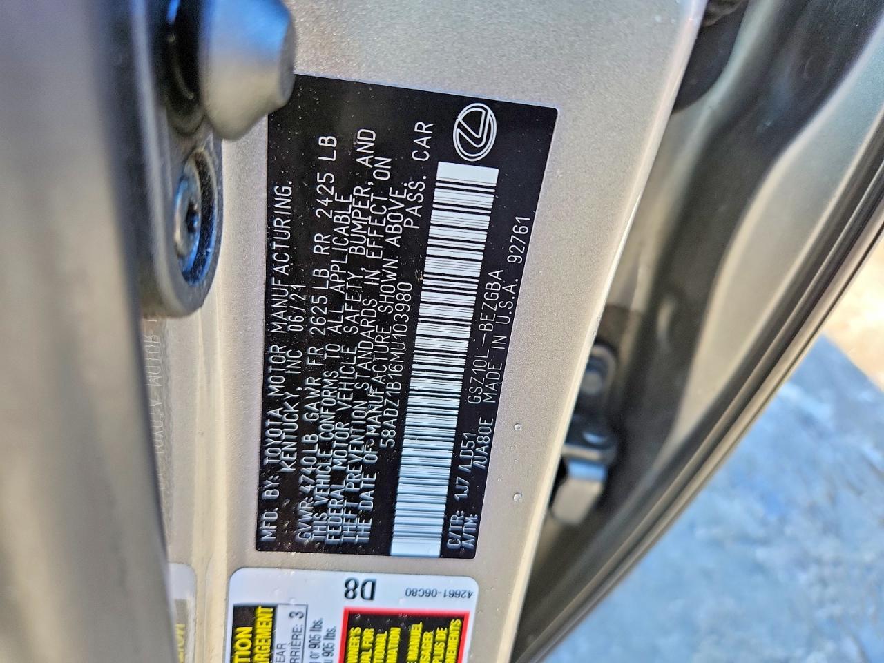 2021 LEXUS ES 350