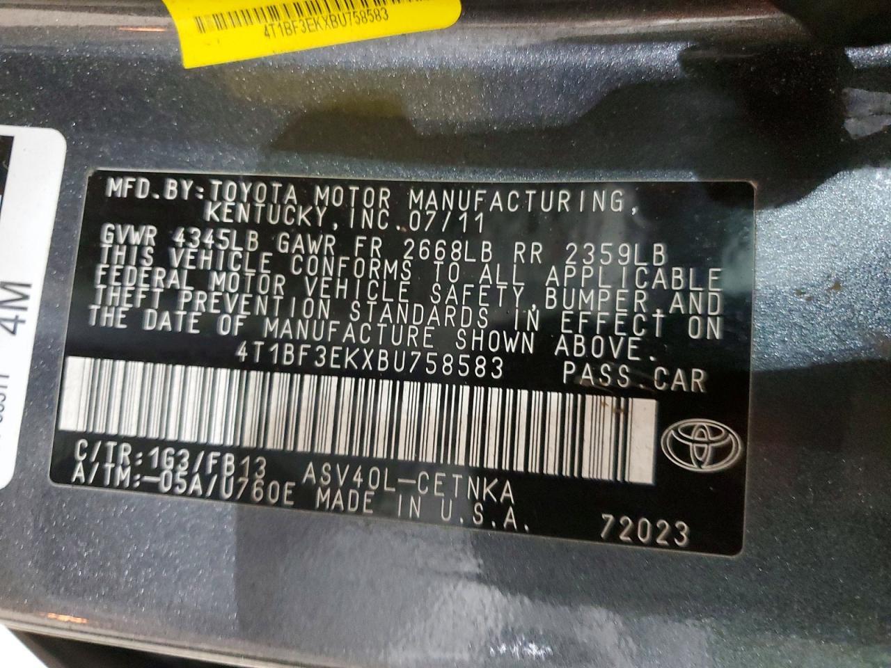 2011 TOYOTA CAMRY
